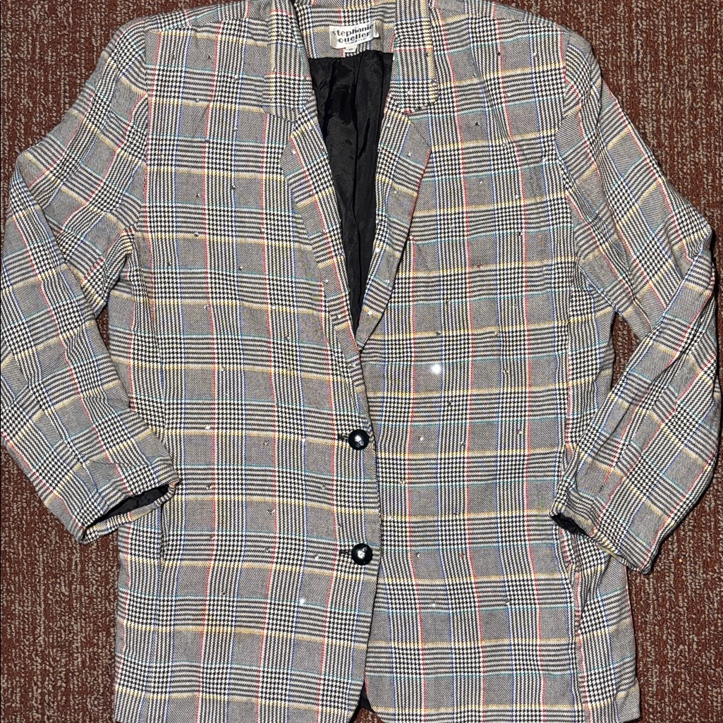 Vintage Stephanie Queller Blazer Women’s 6 Rhinestone Front Oversize Blazer Work